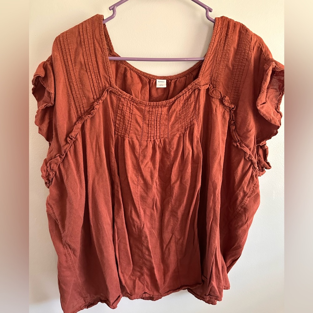 Old Navy Rust Orange Ruffle Peasant Blouse